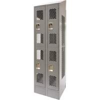 KLETON FN864 Vented Lockers, 2 -tier, Bank of 2, 24" x 18" x 88", Steel, Grey, Knocked Down, Perforated