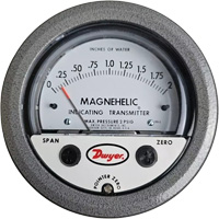 Dwyer 605-2 605 Series Magnehelic&reg; Differential Pressure Gauge & Indicating Transmitter, 4" , 0 - 2 in. w.c., Panel Mount, Analogue