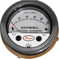 Dwyer 605-50 605 Series Magnehelic&reg; Differential Pressure Gauge & Indicating Transmitter, 4" , 0 - 50 in. w.c., Panel Mount, Analogue