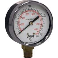 Winters PEM216 Economy Pressure Gauge, 2-1/2" , 0 - 200 psi, Bottom Mount, Analogue