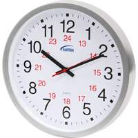 Horloge 12/24 h, Analogique, À piles, 12", Argent HT072 | TENAQUIP