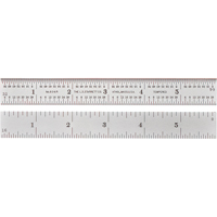 Starrett C304R-6 Full-Flexible Rule, 6" L, Steel, 1/8"/1/16"/1/32"/1/64" Graduations