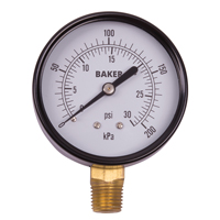 Baker LVBNA-30P Pressure Gauges, 2-1/2" , 0 - 30 psi, Bottom Mount, Analogue