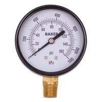 Baker LVBNA-160P Pressure Gauges, 2-1/2" , 0 - 160 psi, Bottom Mount, Analogue