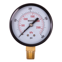 Baker LVBNA-400P Manom&egrave;tres ,  2-1/2", 0 - 400 psi, Fixation inf&eacute;rieure, Analogique