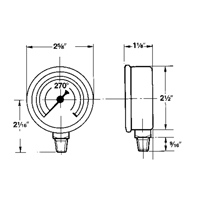 Pressure Gauges, 2-1/2" , 0 - 100 psi, Bottom Mount, Liquid Filled Analogue  IA297 | TENAQUIP