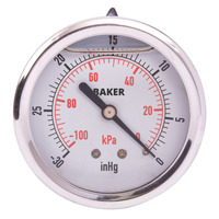 Baker AHNC-30HG Manom&egrave;tres,  2-1/2", 30" Hg-0" Vac, Fixation arri&egrave;re, Analogique rempli de liquide