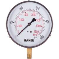 Baker 421AVND-500 Pressure Gauges, 4-1/2" , 0 - 500 psi, Bottom Mount, Analogue