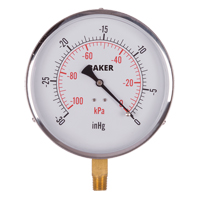 Baker 421AVND-30VAC Manom&egrave;tres,  4-1/2", 30" 0 Hg Vac, Fixation inf&eacute;rieure, Analogique