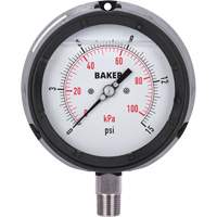 Baker LF45-15P-1/4 Manom&egrave;tre,  4-1/2", 0 - 15 psi/0 - 100 kPa, Fixation inf&eacute;rieure, Analogique rempli de liquide