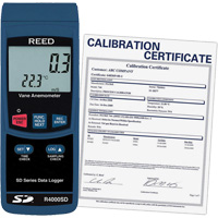 Reed Instruments R4000SD-NIST Thermo-an&eacute;mom&egrave;tre avec certificat ISO, Enregistrement des donn&eacute;es, Gamme de v&eacute;locit&eacute; d'air de 0,4 - 30 m/sec
