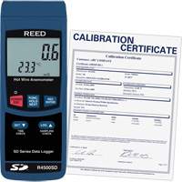 Reed Instruments R4500SD-NIST Thermo-an&eacute;mom&egrave;tres &agrave; fil chaud avec enregistrement de donn&eacute;es et certificat ISO, Enregistrement des donn&eacute;es, Gamme de v&eacute;locit&eacute; d'air de 0,2 - 25 m/sec