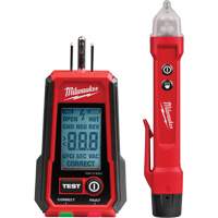 Milwaukee 3211-20 Voltage Detector with LED & GFCI Receptacle Tester Kit, 50 V - 1000 V, Display & Sound Alert