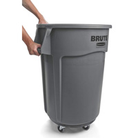 Rubbermaid FG264360GRAY Round Brute&reg; Containers, Polyethylene, 44 US gal.