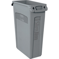 Rubbermaid FG354060GRAY Slim Jim&reg; Container with Venting Channels, Plastic, 23 US gal.