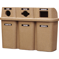 Techstar Plastics Inc 575-SANDSTONE Contenants de recyclage Bullseye, Bord de rue, Plastique, 3 x 22 gal. US