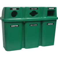 Techstar Plastics Inc 575-GREEN Contenants de recyclage Bullseye, Bord de rue, Plastique, 3 x 22 gal. US