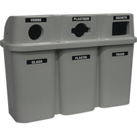 Techstar Plastics Inc 575-GREY Contenants de recyclage Bullseye, Bord de rue, Plastique, 3 x 22 gal. US