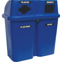 Techstar Plastics Inc 565-BLUE Contenants de recyclage Bullseye, Bord de rue, Plastique, 2 x 22 gal. US