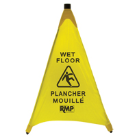 RMP Maintenance Products JI455 "Wet Floor" Pop-Up Safety Cone, Bilingual with Pictogram