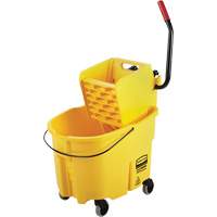 Rubbermaid FG758088YEL Ensemble de seau pour vadrouille et essoreuse WaveBrake, Pression lat&eacute;rale, 8,75 gal. US (35 pintes), Jaune