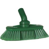Vikan 70672 Angle-Adjustable Water-Fed Washing Brush, Soft Bristles, 9-1/4" Long, Green