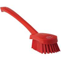 Vikan 41864 Long Handle Brush, Stiff Bristles, 16-3/10" Long, Red