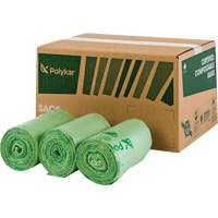 Polykar PKBIO2432 Certified Compostable Bags, Regular, 24" L x 32" W, Green, 44 L (10 Gal.) Capacity