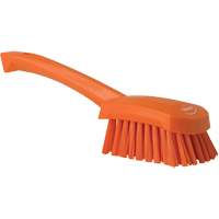 Vikan 41927 Short-Handled Churn Brush, Stiff Bristles, 10" Long, Orange