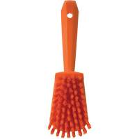 Vikan 41927 Short-Handled Churn Brush, Stiff Bristles, 10" Long, Orange