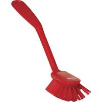 Vikan 42374 Dish Brush with Scraper, Medium Bristles, 11" Long, Red