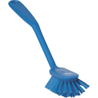 Vikan 42373 Brosse &agrave; vaisselle avec racloir, Soies Moyen, Longueur de 11", Bleu
