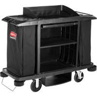 Executive Full-Size Housekeeping Cart, 60" x 22" x 50", Plastic, Black  JO351 | TENAQUIP