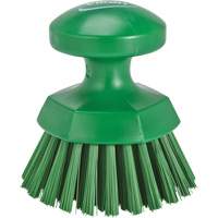 Vikan 38852 Round Hand Brush, Stiff Bristles, 5" Long, Green