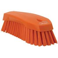 Vikan 38907 Large Angled Hand Brush, Stiff Bristles, 8" Long, Orange