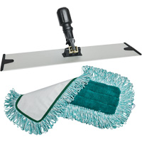 M2 Professional JP272 Dust Mop Pad & Frame, Hook and Loop Style, Polyester, 18" L x 5-3/4" W
