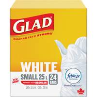 Glad 67489302261 Petits sacs &agrave; ordures 25 L avec Febreze, R&eacute;gulier, 20" la x 20" lo, Blanc