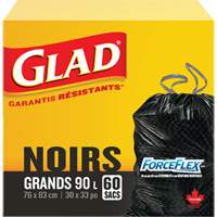 90L Garbage Bags, Regular, 30" W x 33" L, Black, Draw String  JP296 | TENAQUIP