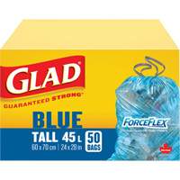 Glad 67489303015 Sacs de recyclage 45 L, R&eacute;gulier, 24" la x 28" lo, Bleu