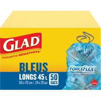 Glad 67489303015 Sacs de recyclage 45 L, R&eacute;gulier, 24" la x 28" lo, Bleu