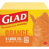 Glad 30313 Sacs &agrave; ordures 135 L, R&eacute;gulier, 31" la x 42" lo, Orange