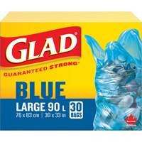 Glad 67489115786 45L Recycling Bags, Regular, 30" W x 33" L, Blue