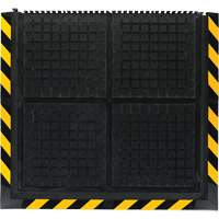M+A Matting 449822100 Hog Heaven III Comfort Linkable Middle Mat, Corrugated, 3' x 3-3/5' x 3/4", Black/Yellow, Nitrile