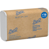 Kimberly-Clark 01807 Scott&reg; 100% Recycled Fiber Multifold Paper Towels, 1 Ply, 9-2/5" L x 9-1/5" W, 250 /Pack