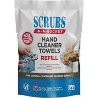 SCRUBS 42270 Hand Cleaner Towels Refill Pack, 72 Wipes, 10" x 12"