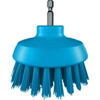 Vikan 87003 HyDrive Round Drill Brush, Extra Stiff Bristles, 3-1/10" Long, Blue