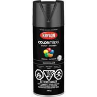 Krylon Industrial 455050007 COLORmaxx Paint + Primer, Black, Gloss, 12 oz., Aerosol Can