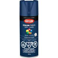 Krylon Industrial 455290007 Appr&ecirc;t + peinture COLORmaxx, Bleu marin, Brillant, 12 oz, Canette a&eacute;rosol