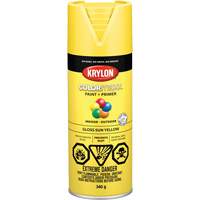 Krylon Industrial 455410007 COLORmaxx Paint + Primer, Sun Yellow, Gloss, 12 oz., Aerosol Can