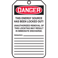 Accuform Signs MLT409CTP Lockout Tags, Cardstock, 3-1/8" W x 5-7/8" H, English